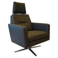 Bielefelder Werkstätten Relaxsessel|Funktionssessel Invita Bezug Leder Normandie Graphit Kreuzfuß Metall Chrom Glänzend