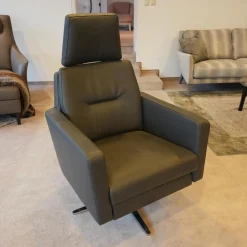 Bielefelder Werkstätten Relaxsessel|Funktionssessel Invita Bezug Leder Normandie Graphit Kreuzfuß Metall Chrom Glänzend