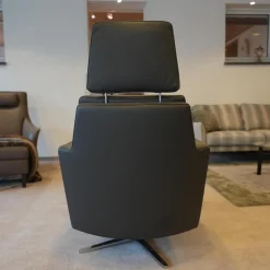 Bielefelder Werkstätten Relaxsessel|Funktionssessel Invita Bezug Leder Normandie Graphit Kreuzfuß Metall Chrom Glänzend