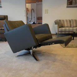 Bielefelder Werkstätten Relaxsessel|Funktionssessel Invita Bezug Leder Normandie Graphit Kreuzfuß Metall Chrom Glänzend