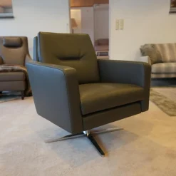 Bielefelder Werkstätten Relaxsessel|Funktionssessel Invita Bezug Leder Normandie Graphit Kreuzfuß Metall Chrom Glänzend