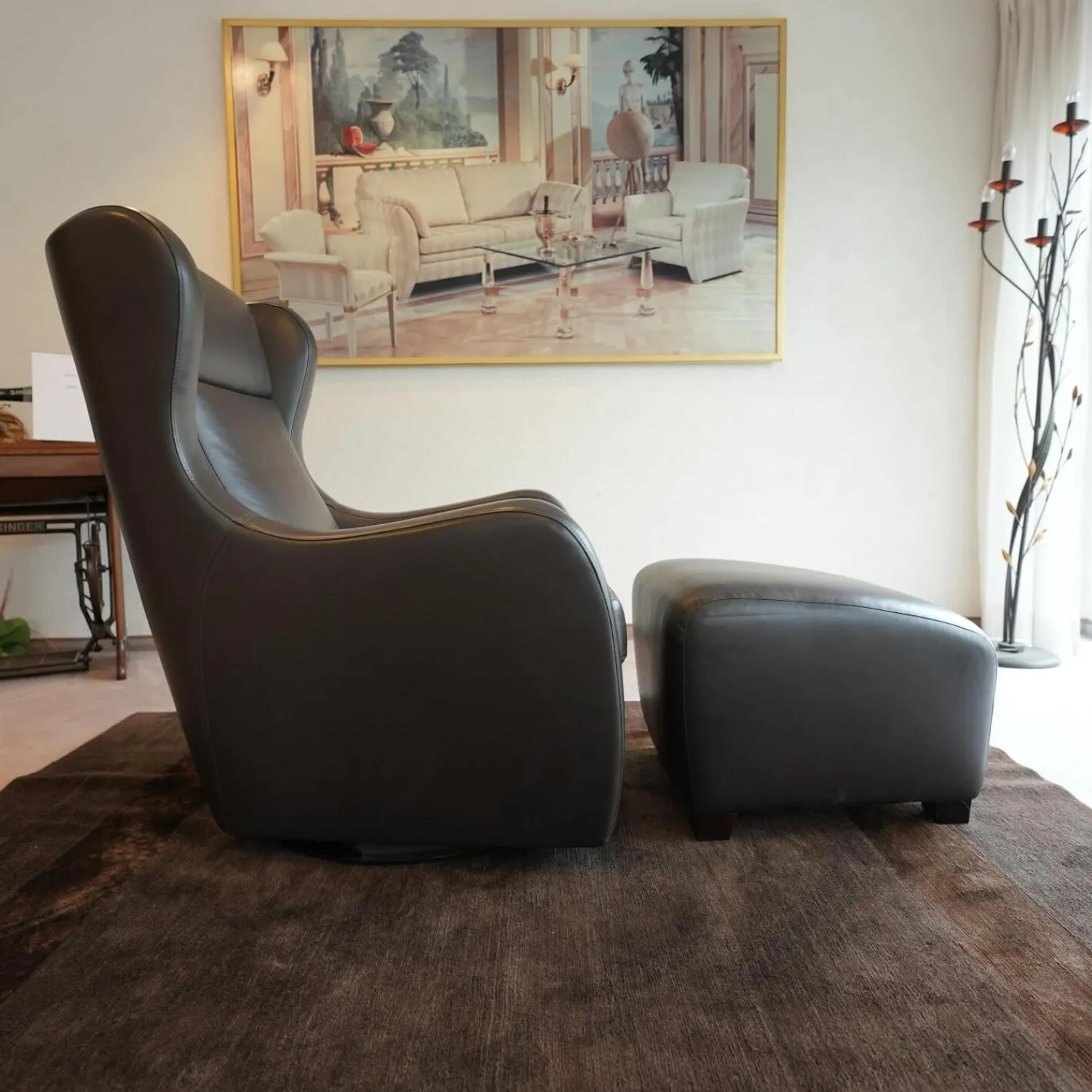 Frommholz Relaxsessel|Funktionssessel Mama Mia Mit Hocker Leder Soft Grip 228 Dunkelbraun