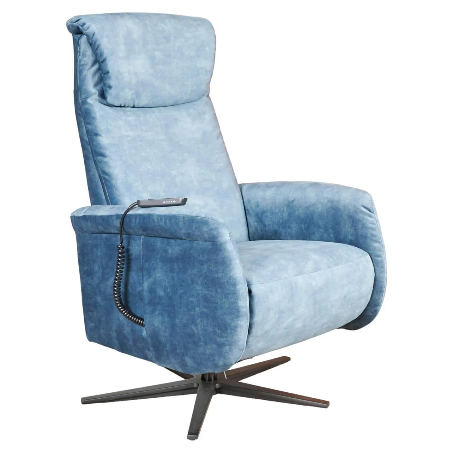 Carina Relaxsessel|Funktionssessel Noah M Blau Sternfuß Schwarz Verstellbar