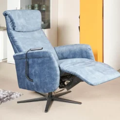 Carina Relaxsessel|Funktionssessel Noah M Blau Sternfuß Schwarz Verstellbar