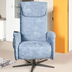 Carina Relaxsessel|Funktionssessel Noah M Blau Sternfuß Schwarz Verstellbar