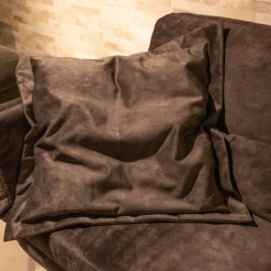 Sofa Kultur 2-Sitzer-Sofas|Funktionssofa 738 SK Stoff Craft Stone 8 Grau Metallfuß 283 Chrom Glänzend Mit Drehsitzfunktion Und Kissen