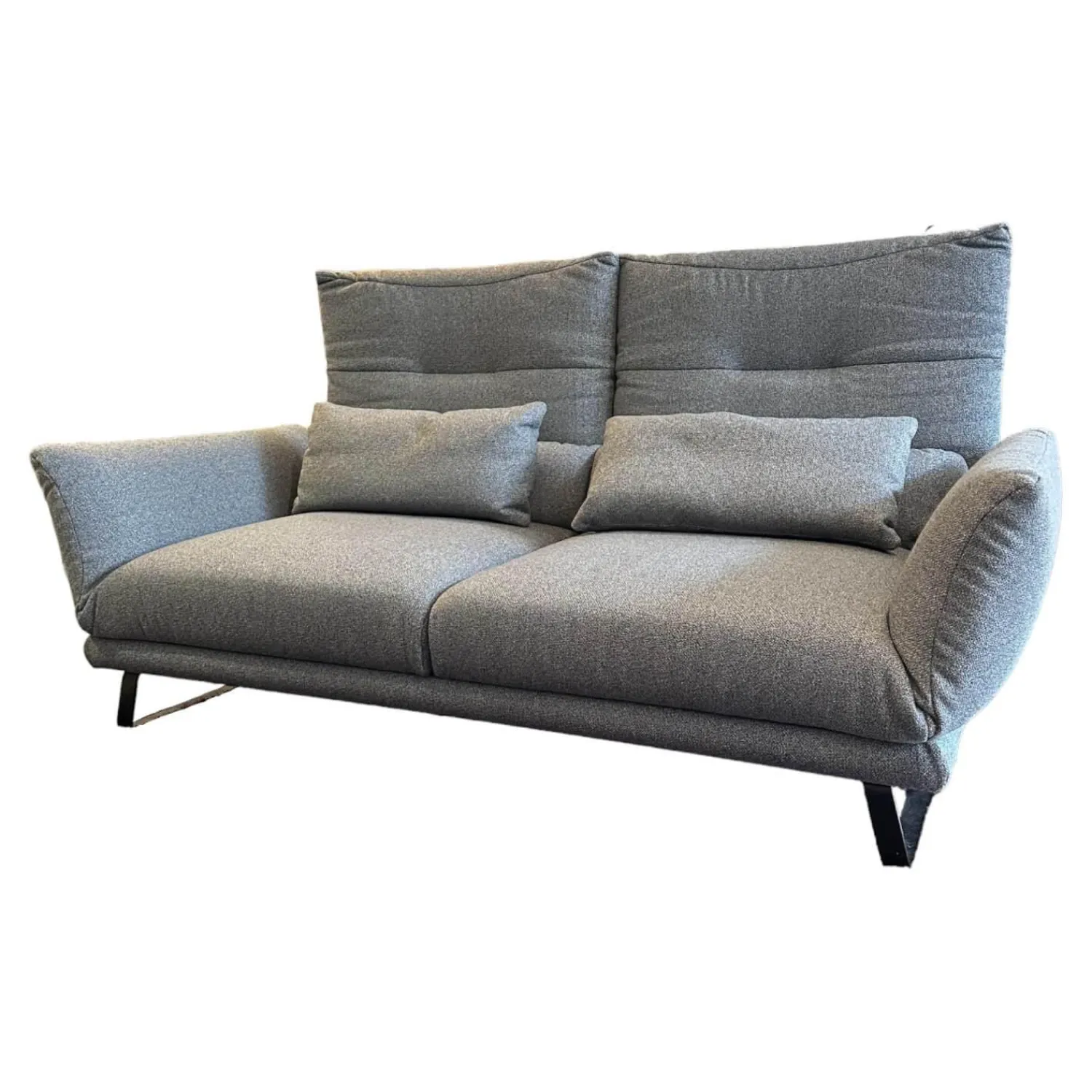 IP Design 2-Sitzer-Sofas|Funktionssofa Clou Bezug Stoff 8 Mara Grau Kufe Metall Matt Schwarz Sitz Drehbar Mit Liegefunktion