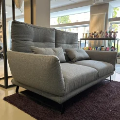 IP Design 2-Sitzer-Sofas|Funktionssofa Clou Bezug Stoff 8 Mara Grau Kufe Metall Matt Schwarz Sitz Drehbar Mit Liegefunktion