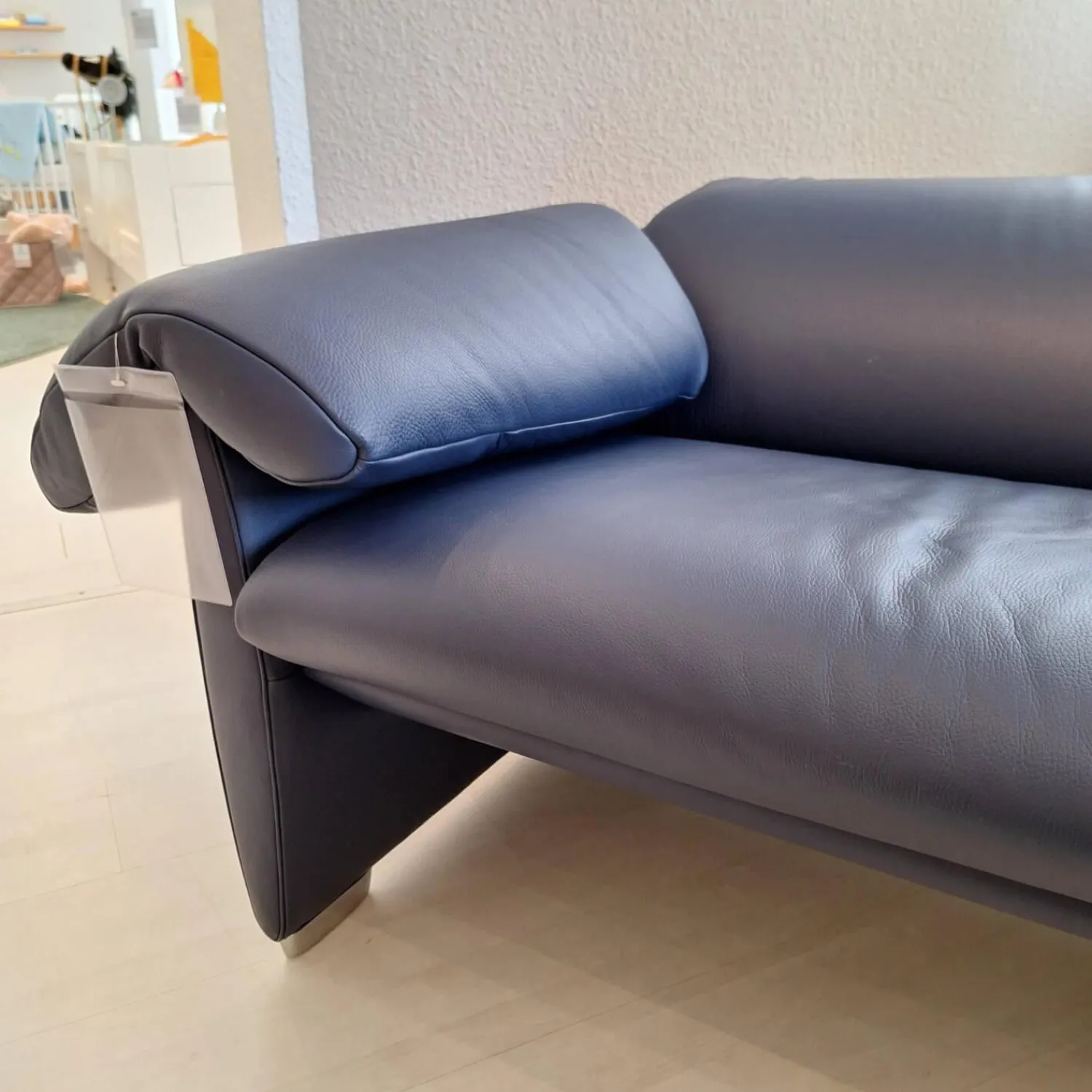De Sede 2-Sitzer-Sofas|Funktionssofa DS 10/23 Bezug Leder Living Dunkelblau Fuß Silberfarbig