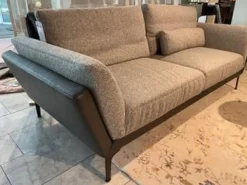 Bielefelder Werkstätten 2-Sitzer-Sofas|Funktionssofa Eternity Korpus Sitzkissen Stoff Mara 282 Korpus Leder Normandie Graphit Grau Metallfuß Bronze Matt