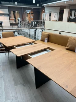 K+W Esstische|Funktionstisch Vari Platte Echtholzfurnier Asteiceh Natur Wangen MDF Schwarz Struktur Mit Synchronauszug