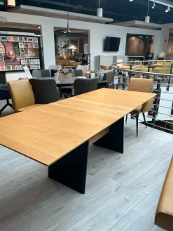 K+W Esstische|Funktionstisch Vari Platte Echtholzfurnier Asteiceh Natur Wangen MDF Schwarz Struktur Mit Synchronauszug