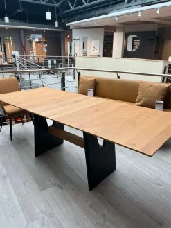 K+W Esstische|Funktionstisch Vari Platte Echtholzfurnier Asteiceh Natur Wangen MDF Schwarz Struktur Mit Synchronauszug