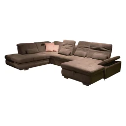 Modulmaster Wohnlandschaften|Funktions-Wohnlandschaft MM MP1044 Stoff Belle Grey Grau Fuß Metall Hochglanz Inklusive Kissen