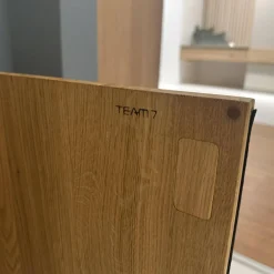 Team 7 Garderoben|Garderobe Cubus Eiche Wild Naturöl Sitzauflage Leder Mittelgrau