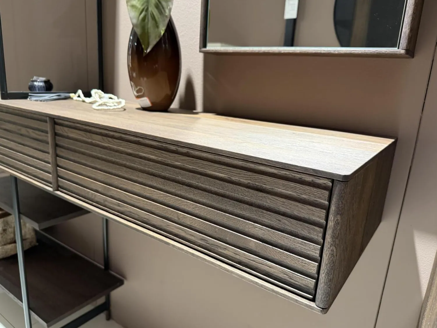 Anrei Garderoben|Garderobe Lina Asteiche Gebürstet Tabak Geölt Gestell Metall Schwarz Mit Sichtböden