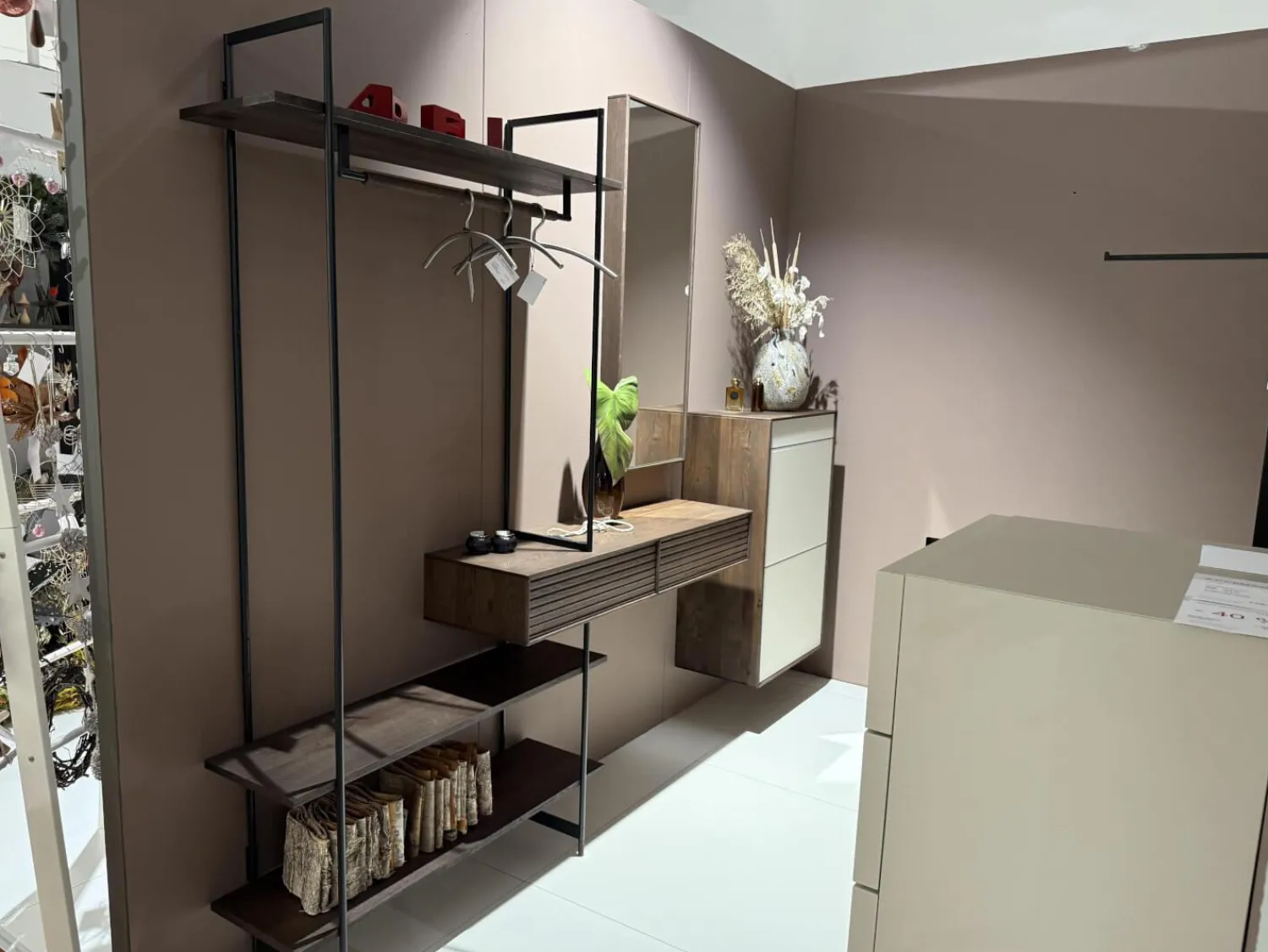 Anrei Garderoben|Garderobe Lina Asteiche Gebürstet Tabak Geölt Gestell Metall Schwarz Mit Sichtböden