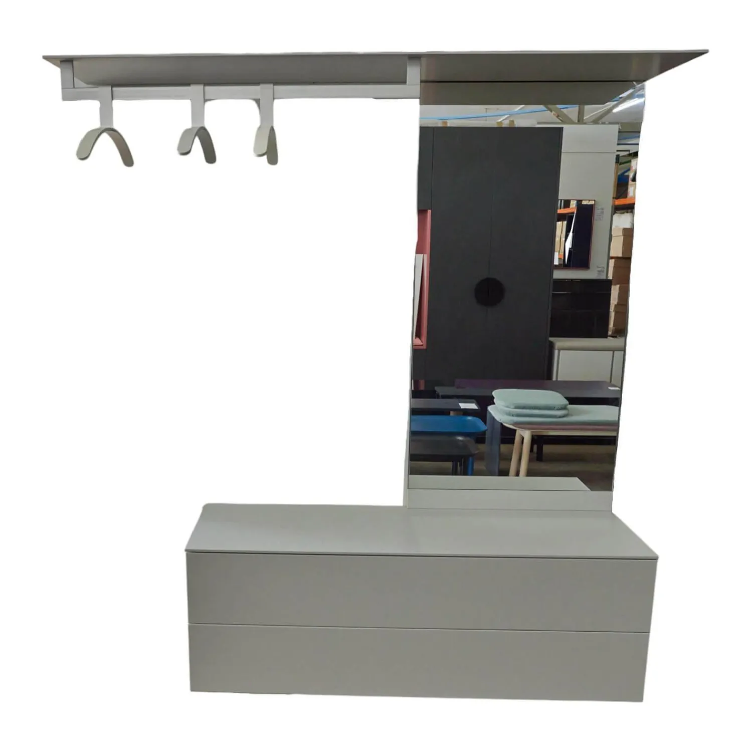 Schönbuch Garderoben|Garderobe S7 Lack Grau-Weiß 27 Inklusive 3 Kleiderbügel