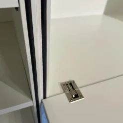 Hülsta Garderoben|Garderobe Tetrim Lack Reinweiss Rahmen Silberfarbig