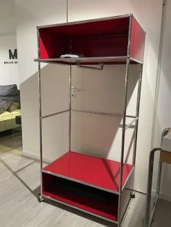 USM Haller Kleiderschränke|Garderobe USM Rubinrot Metall Lackiert Verchromt auf Rollen