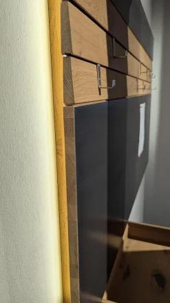 Voglauer Garderoben|Garderobe V Organo Coming Wildeiche Rustiko Bank Stoff Vintage Quarz Grau Mit Beleuchtung