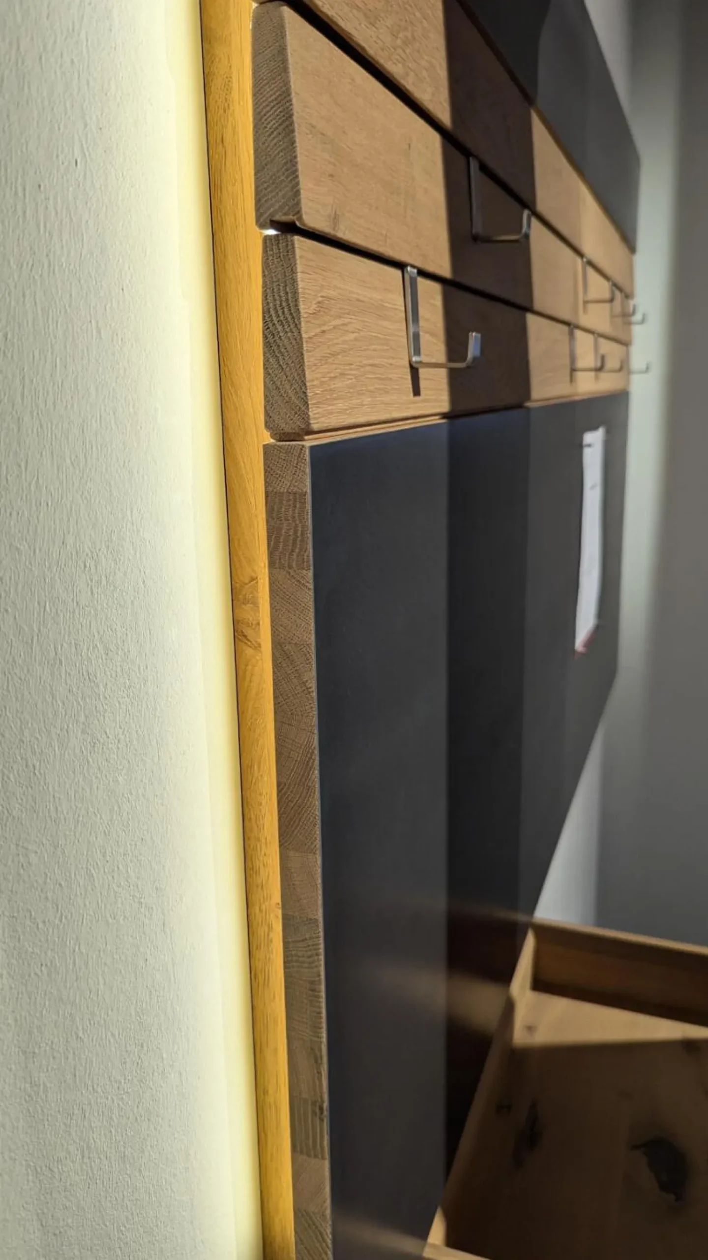 Voglauer Garderoben|Garderobe V Organo Coming Wildeiche Rustiko Bank Stoff Vintage Quarz Grau Mit Beleuchtung