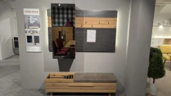 Voglauer Garderoben|Garderobe V Organo Coming Wildeiche Rustiko Bank Stoff Vintage Quarz Grau Mit Beleuchtung