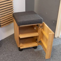 Schöner Wohnen-Kollektion Garderoben|Garderobe Yonna Lack Weiß Holzlamellen Natur Gebürstet Stoff 97 Anthrazit Mit Beleuchtung