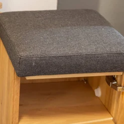 Schöner Wohnen-Kollektion Garderoben|Garderobe Yonna Lack Weiß Holzlamellen Natur Gebürstet Stoff 97 Anthrazit Mit Beleuchtung