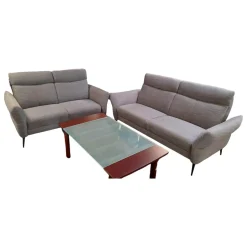 Arco Polstergruppen|Garnitur 50023 Stoff Lavado Fresh Grau Füße M 20 Schwarz Matt