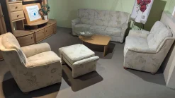 himolla Polstergruppen|Garnitur 6150 Stoff Samanta 08 Quarz Grau Holzfuß Buche Gebeizt 3-2-1