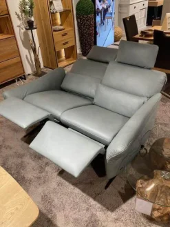 himolla Polstergruppen|Garnitur 6270 Und 7270 Bezug Leder Longlife Soft 22 Jade Blau Grau Füße Metall Schwarz Inklusive Manuell Ausklappbaren Kopfstützen