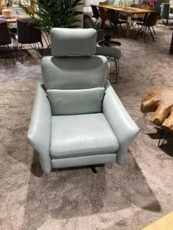 himolla Polstergruppen|Garnitur 6270 Und 7270 Bezug Leder Longlife Soft 22 Jade Blau Grau Füße Metall Schwarz Inklusive Manuell Ausklappbaren Kopfstützen