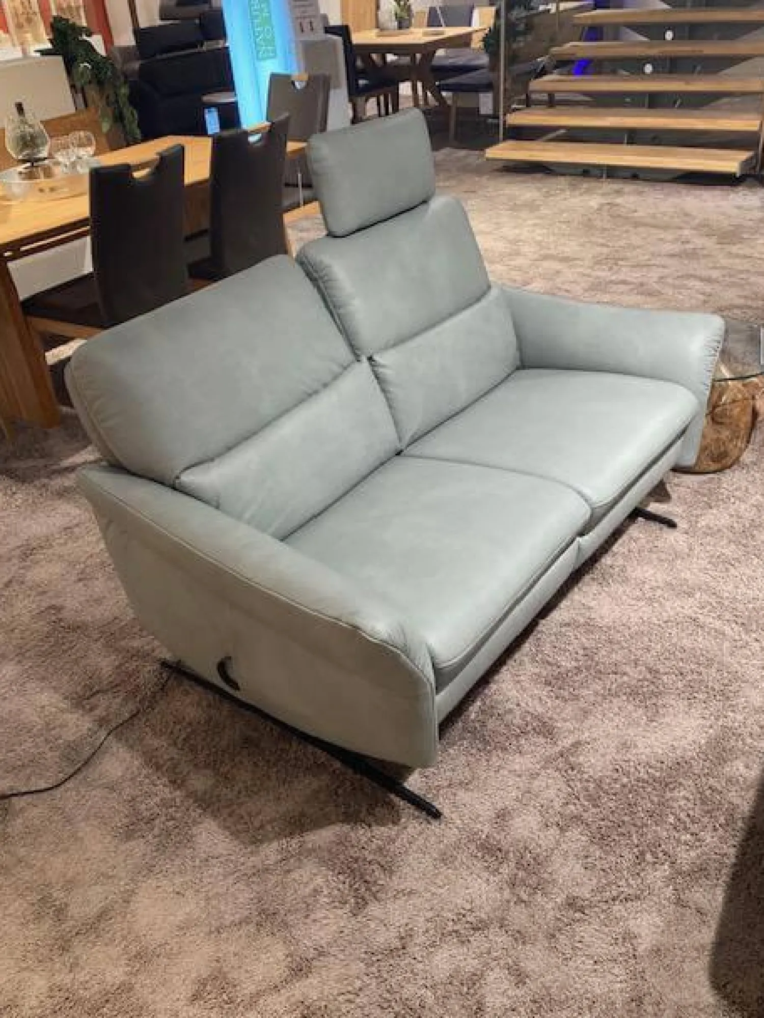 himolla Polstergruppen|Garnitur 6270 Und 7270 Bezug Leder Longlife Soft 22 Jade Blau Grau Füße Metall Schwarz Inklusive Manuell Ausklappbaren Kopfstützen