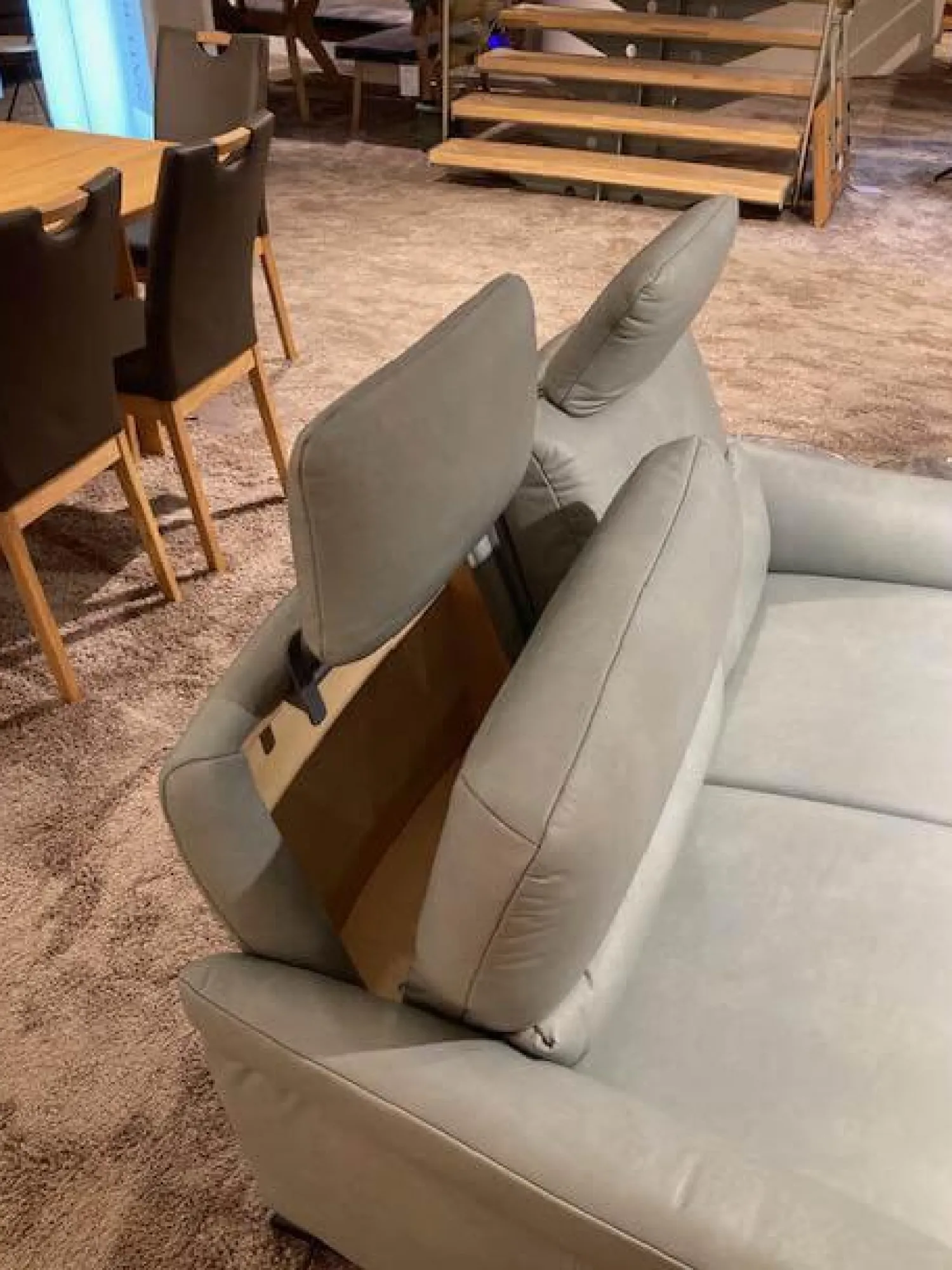 himolla Polstergruppen|Garnitur 6270 Und 7270 Bezug Leder Longlife Soft 22 Jade Blau Grau Füße Metall Schwarz Inklusive Manuell Ausklappbaren Kopfstützen