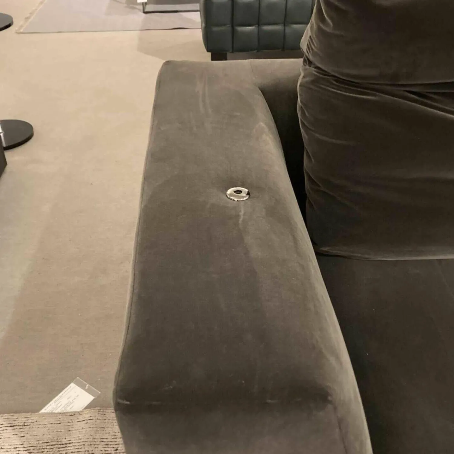 Edra Polstergruppen|Garnitur Absolu Stoff Velour 9020 Grau Schwarz Sofa Divano mit 4 Kissen