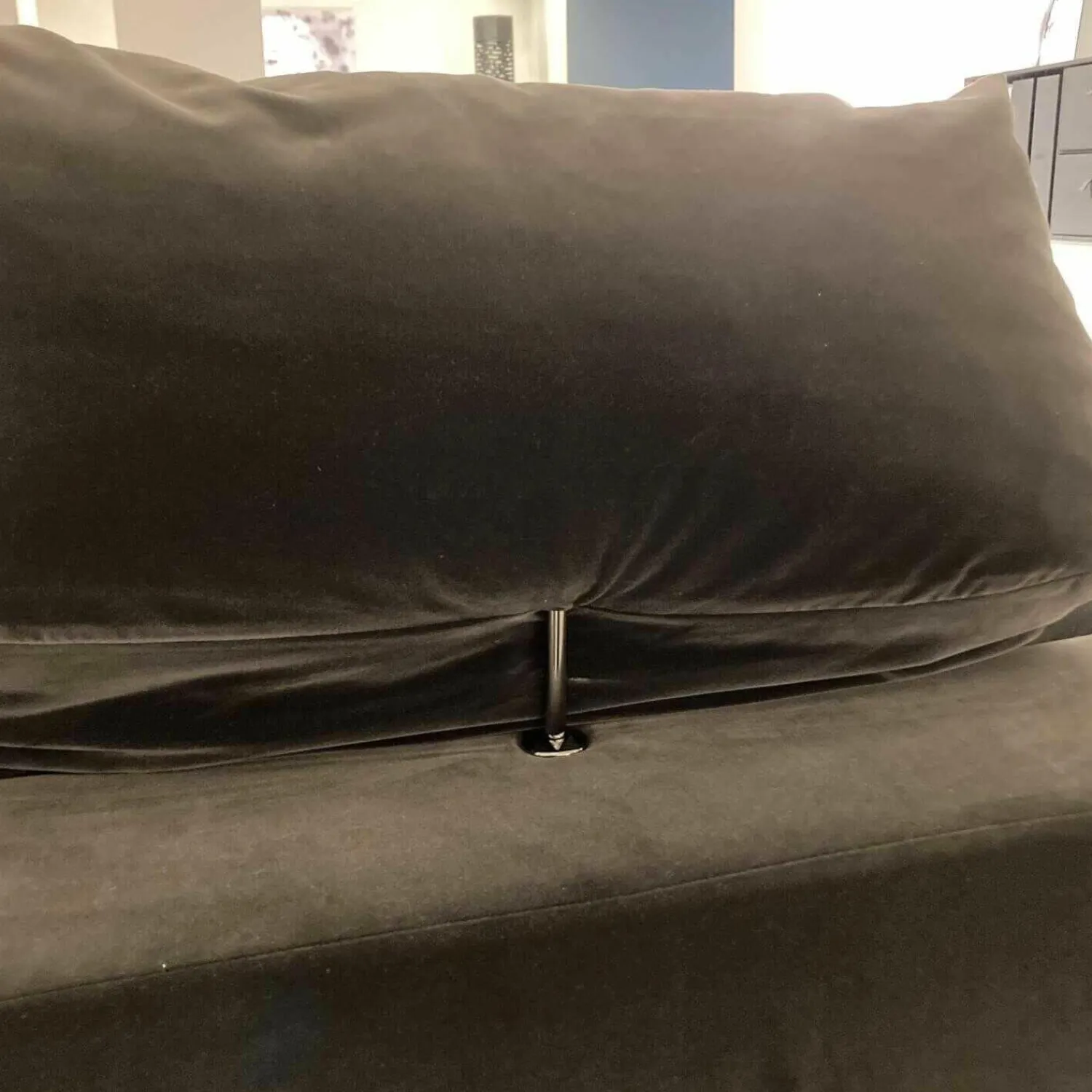 Edra Polstergruppen|Garnitur Absolu Stoff Velour 9020 Grau Schwarz Sofa Divano mit 4 Kissen