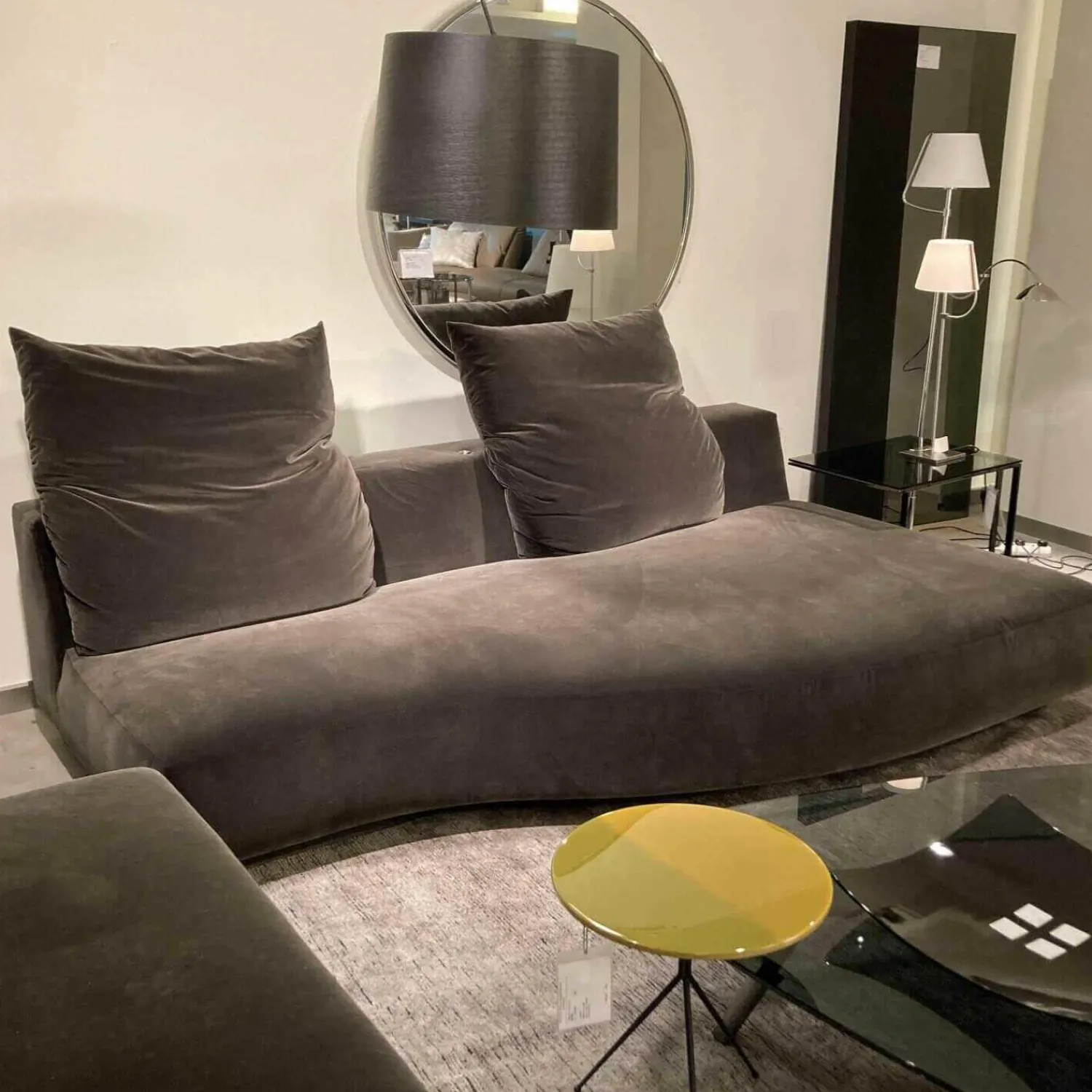 Edra Polstergruppen|Garnitur Absolu Stoff Velour 9020 Grau Schwarz Sofa Divano mit 4 Kissen