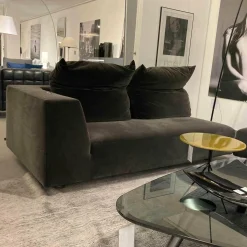 Edra Polstergruppen|Garnitur Absolu Stoff Velour 9020 Grau Schwarz Sofa Divano mit 4 Kissen