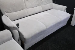 Arco Polstergruppen|Garnitur Alina Stoff 03 Hellgrau 3-2-1 mit Vorziehbett und Sitztiefenverstellung Elektrisch