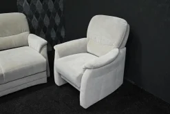 Arco Polstergruppen|Garnitur Alina Stoff 03 Hellgrau 3-2-1 mit Vorziehbett und Sitztiefenverstellung Elektrisch