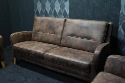 Keller R Polstergruppen|Garnitur Angela Stoff Rodeo 1 Braun Mikrofaser Büffellook 2 Sofas 1 Sessel