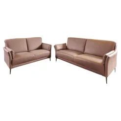 Puhlmann Polstergruppen|Garnitur Arosa Leder Braun Gestell Schwarz