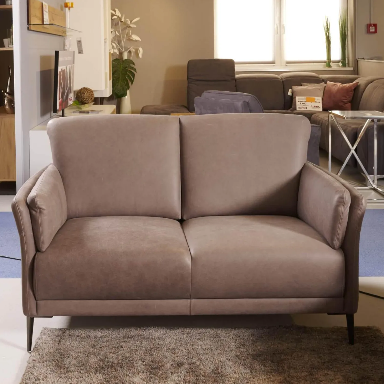 Puhlmann Polstergruppen|Garnitur Arosa Leder Braun Gestell Schwarz