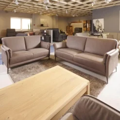 Puhlmann Polstergruppen|Garnitur Arosa Leder Braun Gestell Schwarz