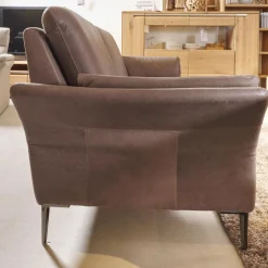 Puhlmann Polstergruppen|Garnitur Arosa Leder Braun Gestell Schwarz