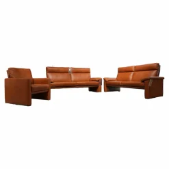 W. Schillig Polstergruppen|Garnitur Boston Bezug Leder Cognac Braun Bestehend Aus 2 Sofas Und 1 Sessel