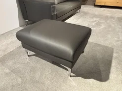 DFM Polstergruppen|Garnitur Casablanca Leder W2 Anthrazit Füße Chrom 2 Sofas 1 Hocker