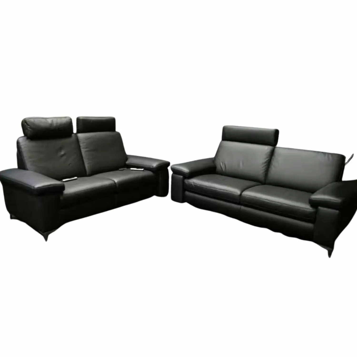 Steinpol Polstergruppen|Garnitur Charly Leder Dolcia Schwarz 58-944 mit Elektrischer Relaxfunktion