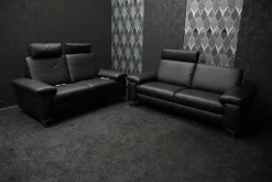 Steinpol Polstergruppen|Garnitur Charly Leder Dolcia Schwarz 58-944 mit Elektrischer Relaxfunktion